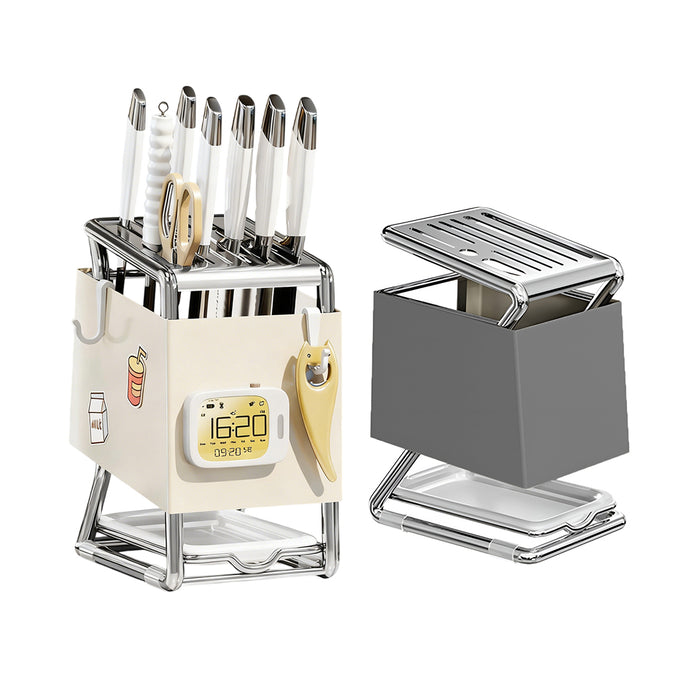 Kitchen Drain Knife Holder Carbon Steel Rack White Grey