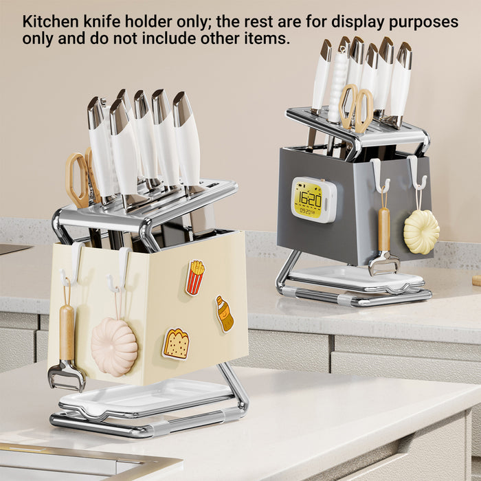 Kitchen Drain Knife Holder Carbon Steel Rack White Grey