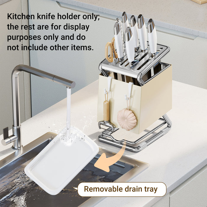 Kitchen Drain Knife Holder Carbon Steel Rack White Grey