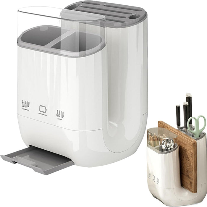 Kitchen Knife Organizer PP With Drainage Cutting Board Slot