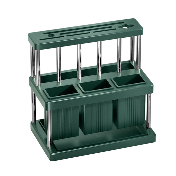 Kitchen Knife Block Holder with Drip Tray PP Stainless Steel