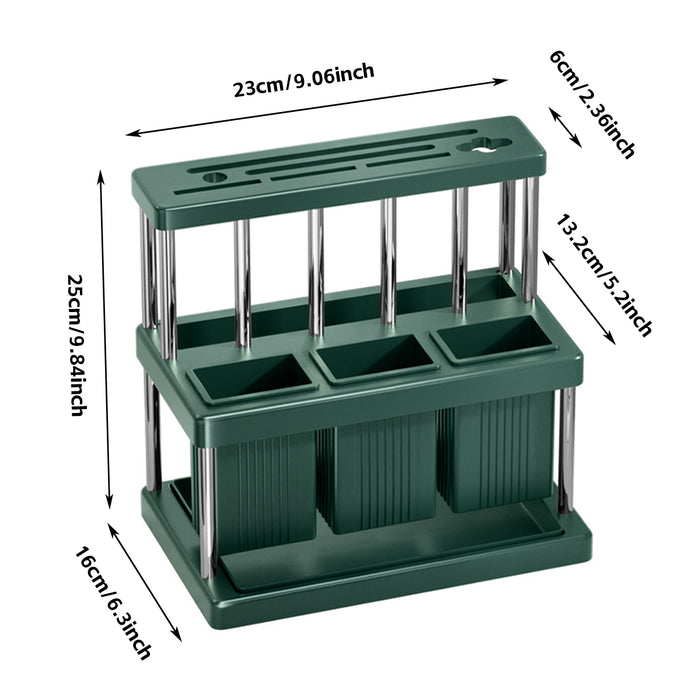 Kitchen Knife Block Holder with Drip Tray PP Stainless Steel
