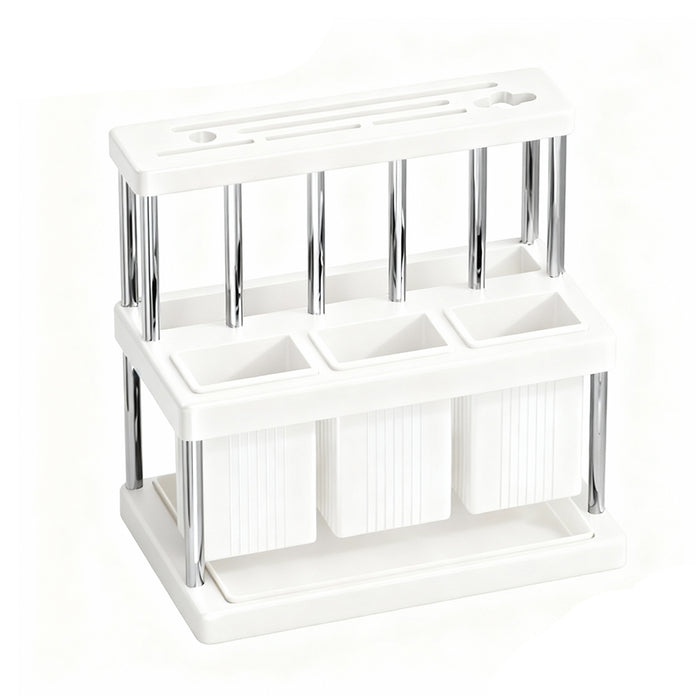 Kitchen Knife Block Holder with Drip Tray PP Stainless Steel
