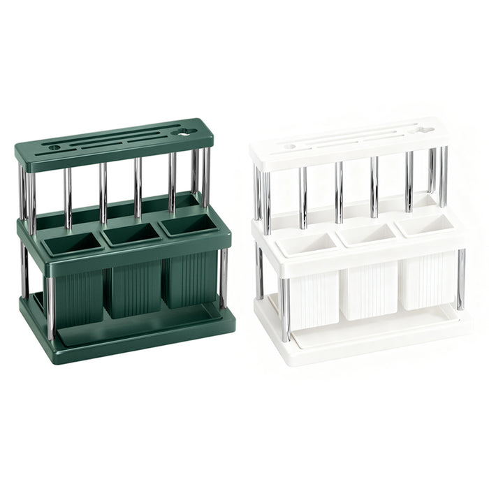 Kitchen Knife Block Holder with Drip Tray PP Stainless Steel