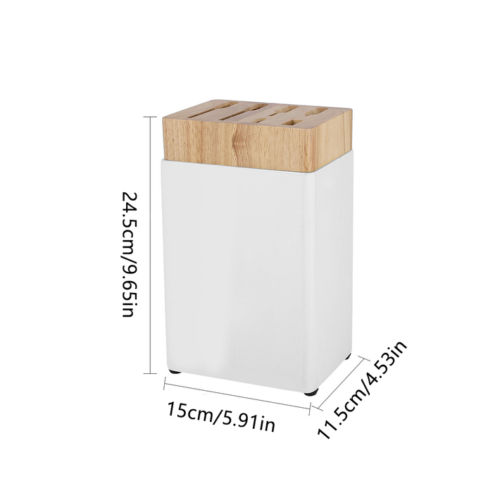 Kitchen Knife Storage Rack 6 Slot Solid Wood Drainage Base
