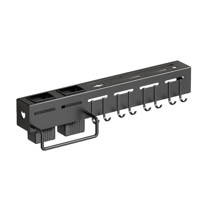 Wall-Mounted Utensil Rack with Punch-Free Adhesive Black