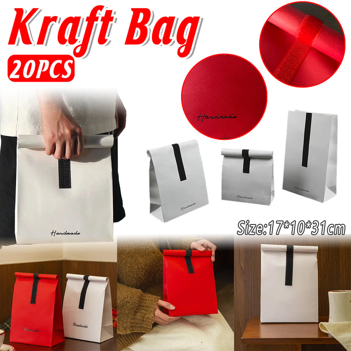 Creative Kraft Paper Gift Bags with Velcro Seal, 20pcs
