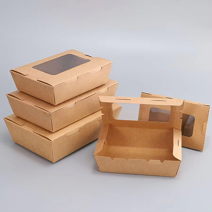 Kraft Paper Takeaway Box with Open Window, 50pcs