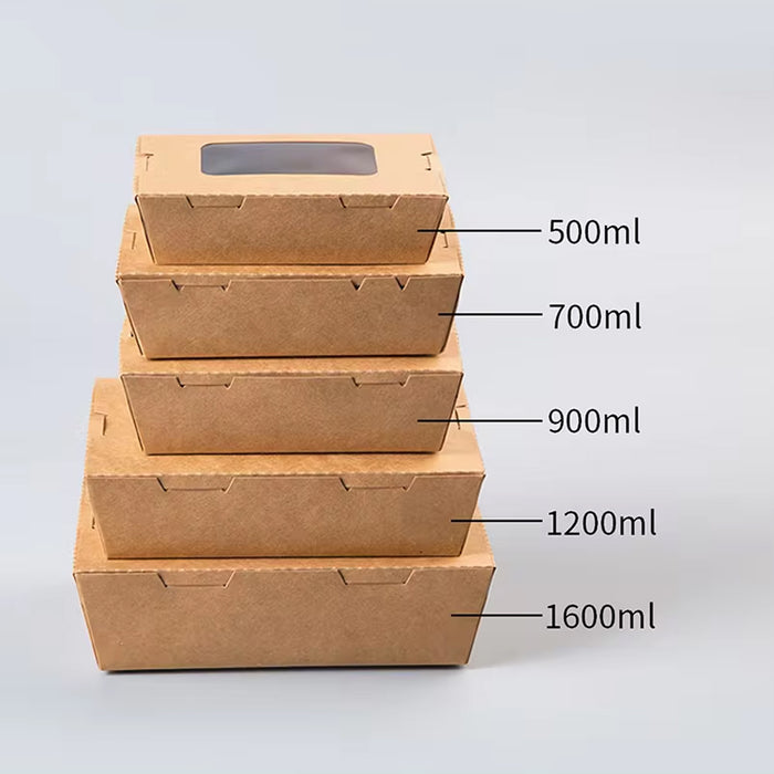 Kraft Paper Takeaway Box with Open Window, 50pcs
