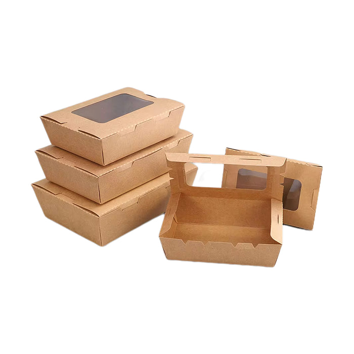 Kraft Paper Takeaway Box with Open Window, 50pcs