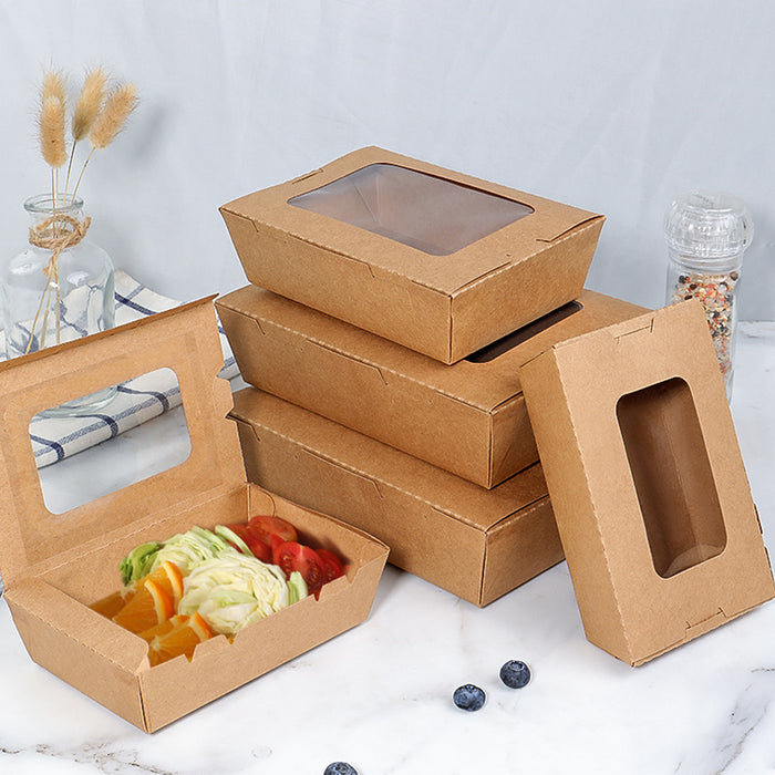 Kraft Paper Takeaway Box with Open Window, 50pcs