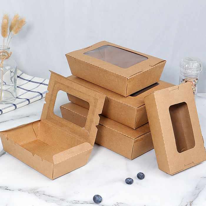 Kraft Paper Takeaway Box with Open Window, 50pcs