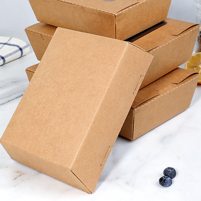 Kraft Paper Takeaway Box with Open Window, 50pcs