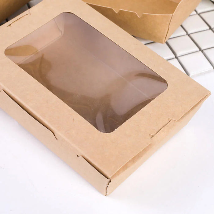 Kraft Paper Takeaway Box with Open Window, 50pcs