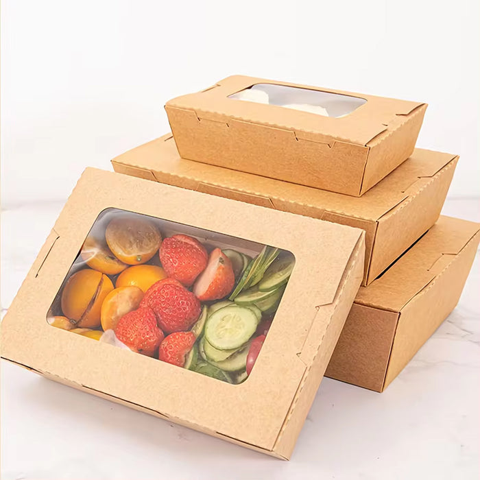 Kraft Paper Takeaway Box with Open Window, 50pcs