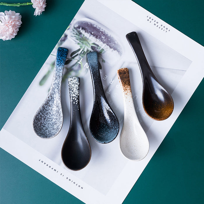 5pcs Ceramic Soup Spoons