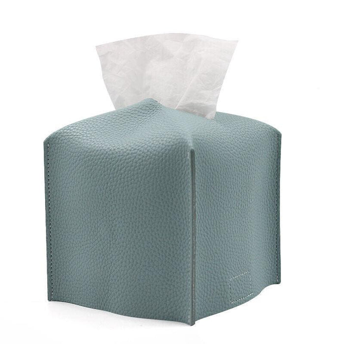 PU Leather Tissue Box Cover Foldable with Velcro Refill in 7 Colors