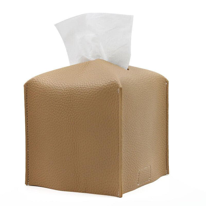 PU Leather Tissue Box Cover Foldable with Velcro Refill in 7 Colors