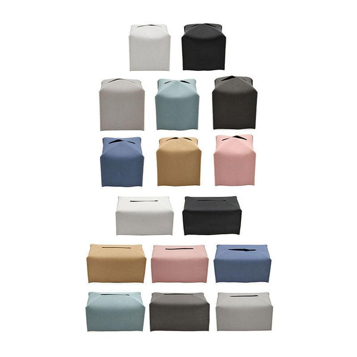 PU Leather Tissue Box Cover Foldable with Velcro Refill in 7 Colors