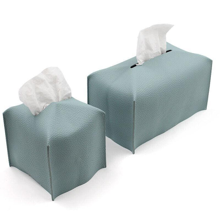 PU Leather Tissue Box Cover Foldable with Velcro Refill in 7 Colors