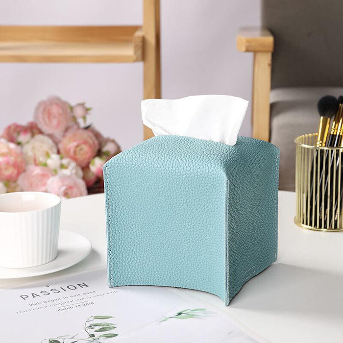 PU Leather Tissue Box Cover Foldable with Velcro Refill in 7 Colors