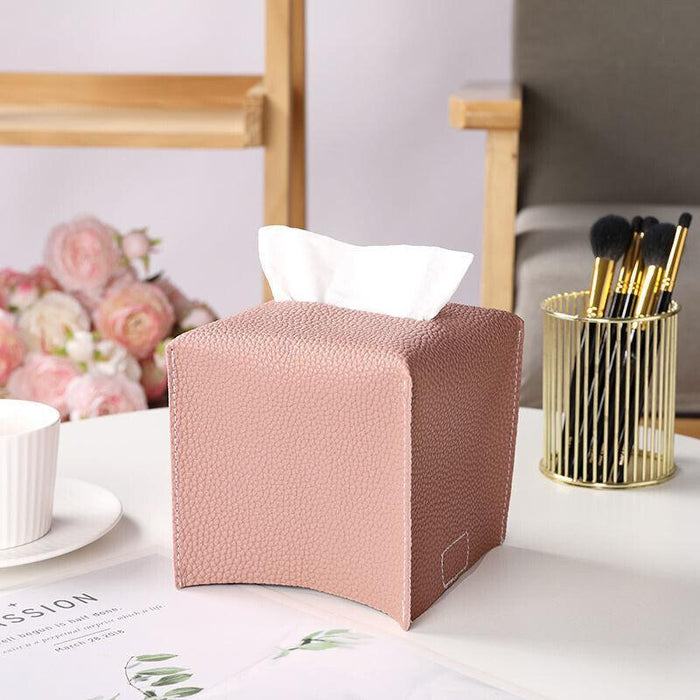 PU Leather Tissue Box Cover Foldable with Velcro Refill in 7 Colors