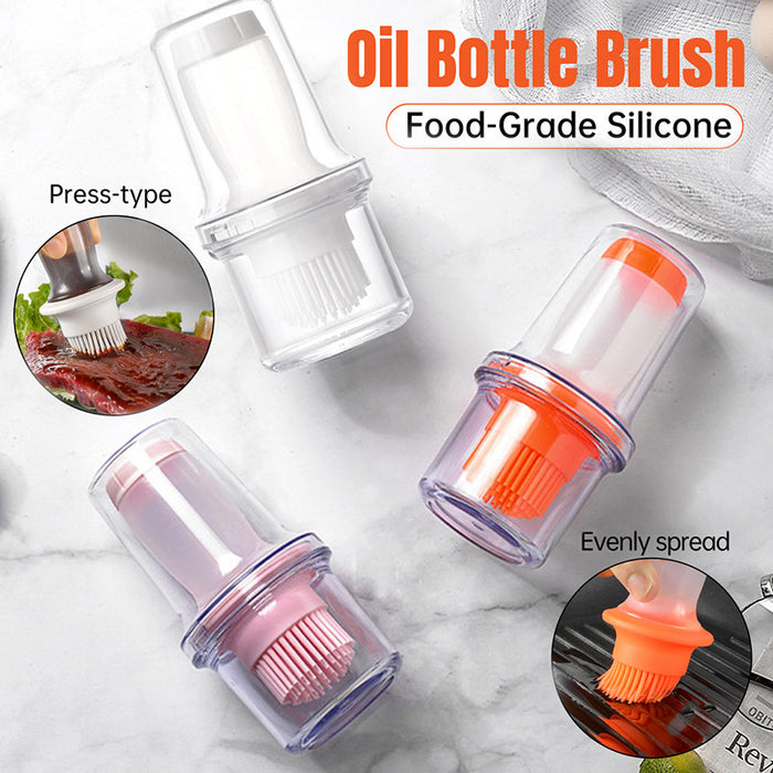 Press Type Silicone Oil Brush with Storage Bottle for Cooking