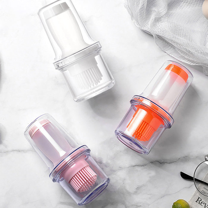 Press Type Silicone Oil Brush with Storage Bottle for Cooking