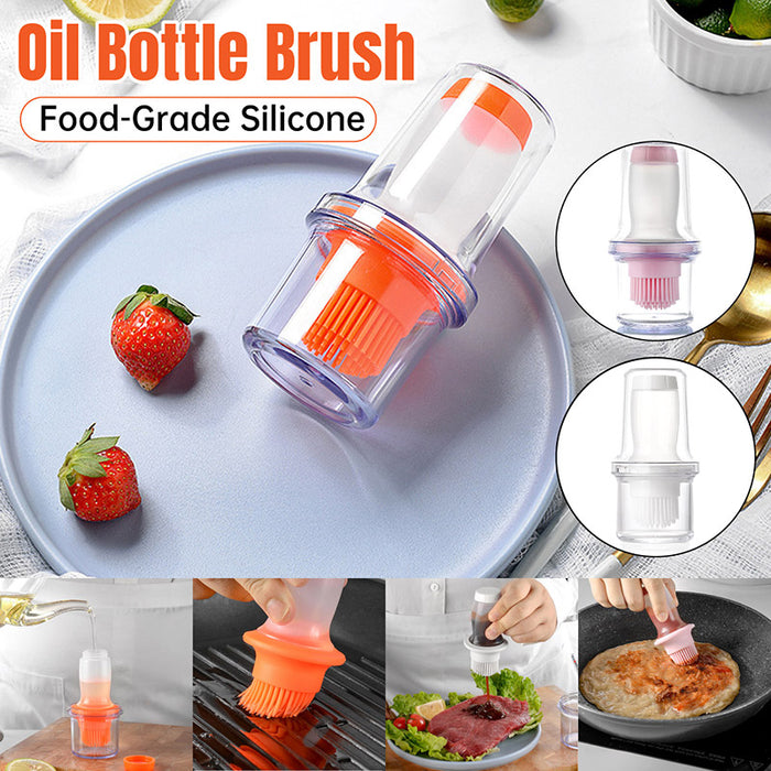 Press Type Silicone Oil Brush with Storage Bottle for Cooking
