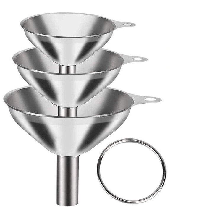 3 Pcs Stainless Steel Mini Funnel Set with Handle