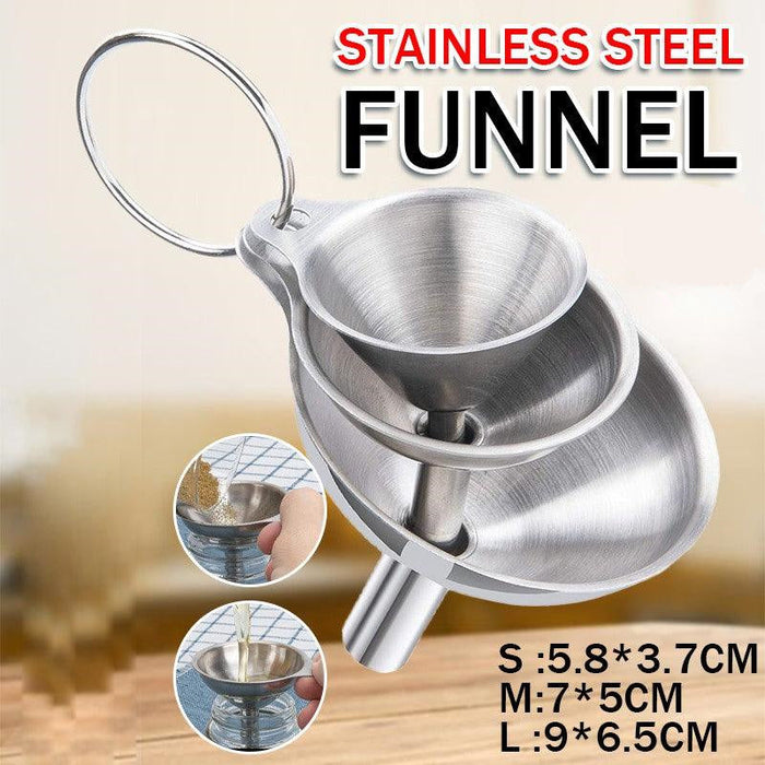 3 Pcs Stainless Steel Mini Funnel Set with Handle