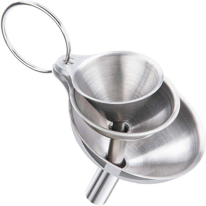 3 Pcs Stainless Steel Mini Funnel Set with Handle
