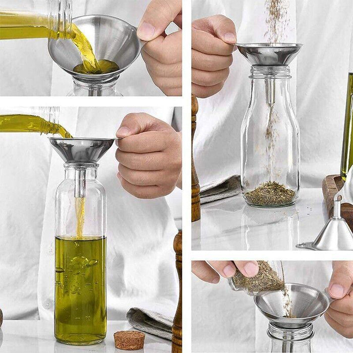 3 Pcs Stainless Steel Mini Funnel Set with Handle