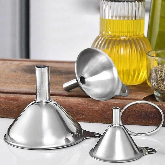 3 Pcs Stainless Steel Mini Funnel Set with Handle