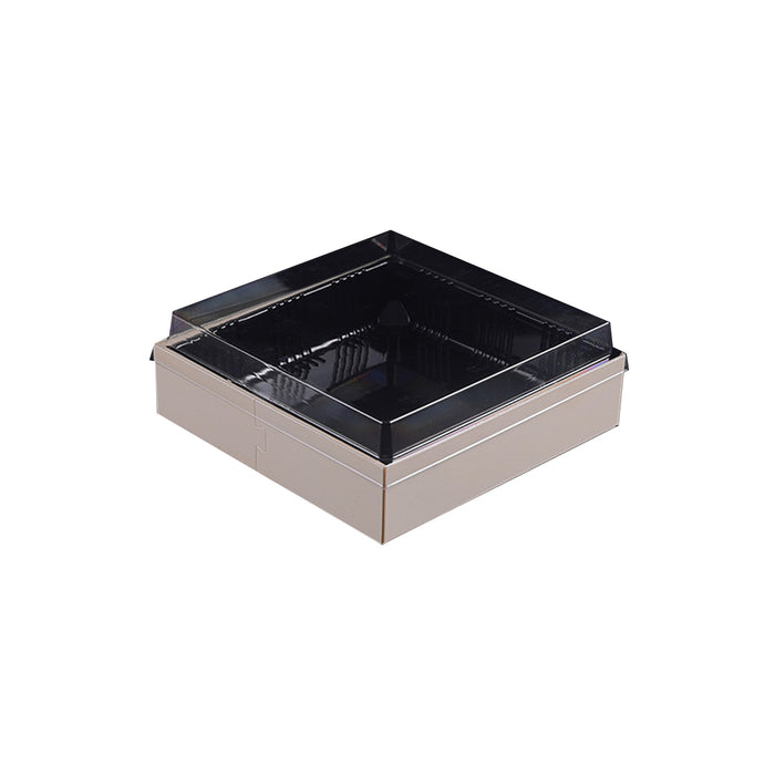 20 Pcs Disposable Sushi Bento Lunch Boxes Wooden Base Transparent Lid 3 Sizes