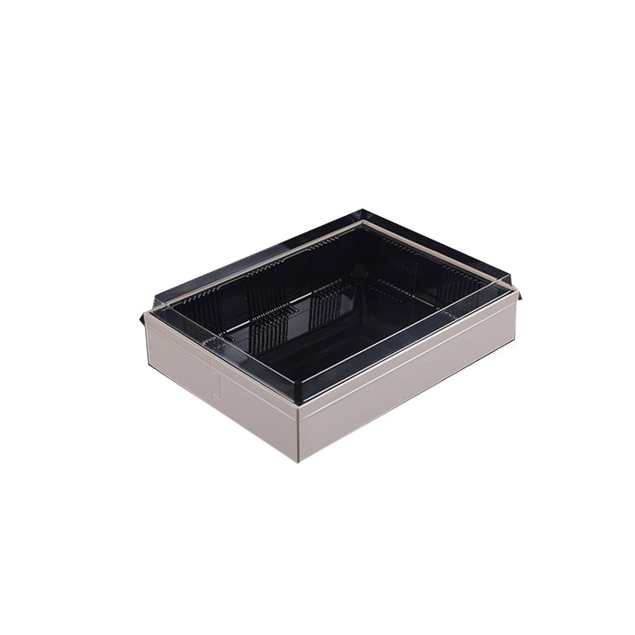 20 Pcs Disposable Sushi Bento Lunch Boxes Wooden Base Transparent Lid 3 Sizes