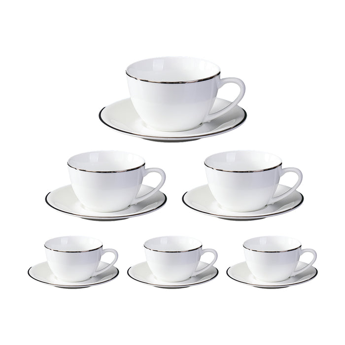 6PCS Apricot Ceramic Coffee Cup and Saucer Set for Tea and Coffee