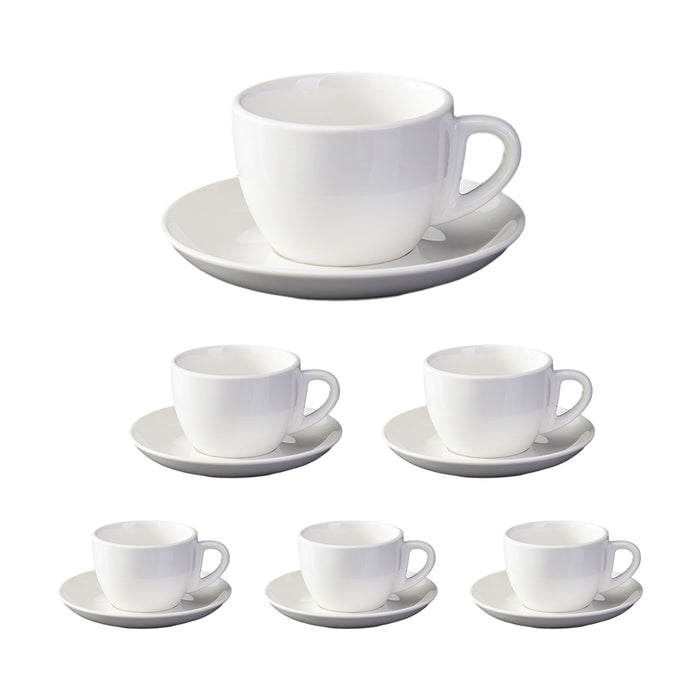 6PCS Apricot Ceramic Coffee Cup and Saucer Set for Tea and Coffee