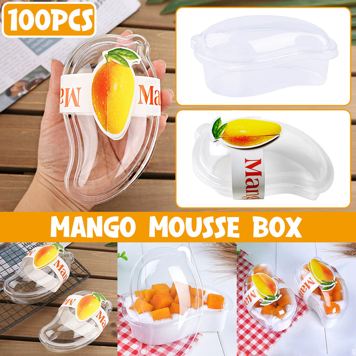 100 Pcs Clear Mango-Shaped Cake Boxes for Mousse Fruit Layered Desserts