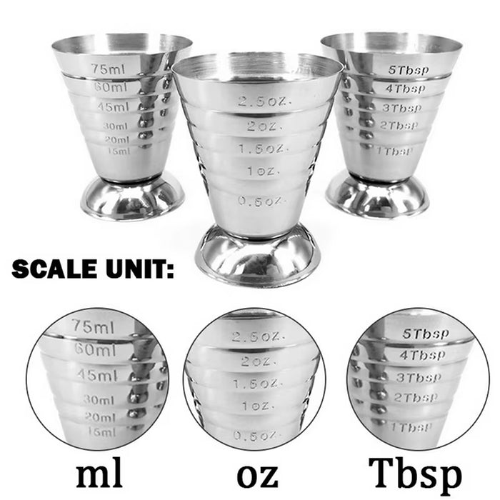 1 Pc 75ml Stainless Steel Cocktail Jigger With Etched Scale