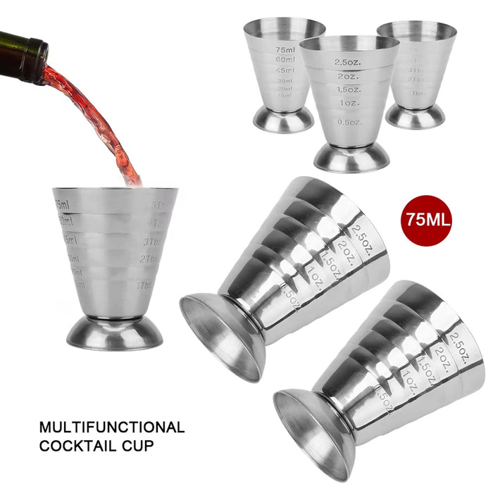 1 Pc 75ml Stainless Steel Cocktail Jigger With Etched Scale
