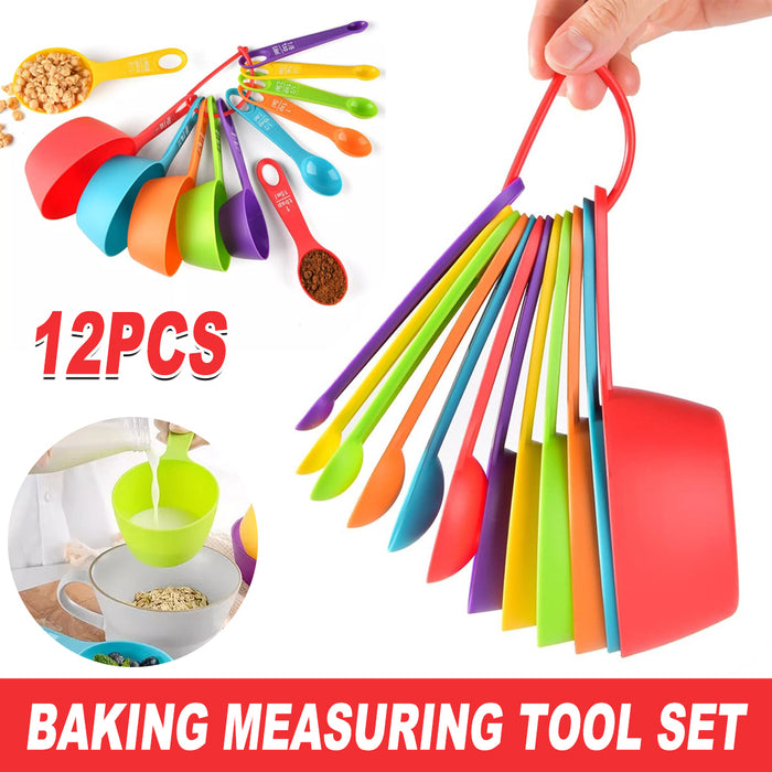 12 Piece Measuring Cups And Spoons Set BPA Free Plastic