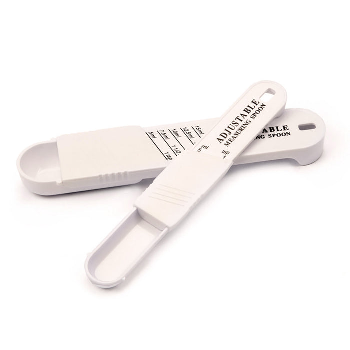 2 Piece Adjustable Measuring Spoons Set ABS Plastic Black White