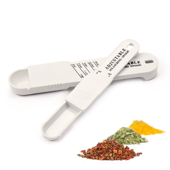 2 Piece Adjustable Measuring Spoons Set ABS Plastic Black White
