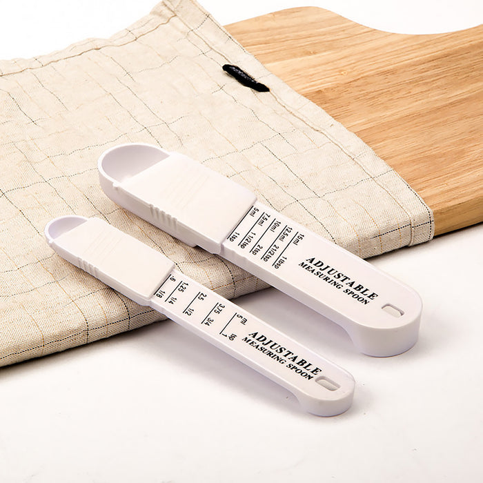 2 Piece Adjustable Measuring Spoons Set ABS Plastic Black White