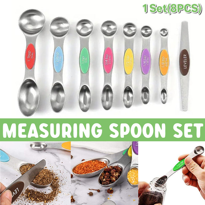 8 Pcs Measuring Spoon Set Dual Head Magnetic 430 Steel