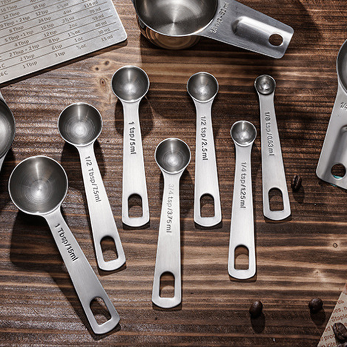 6 Pcs Measuring Spoons 304 Stainless Steel Engraved Scale