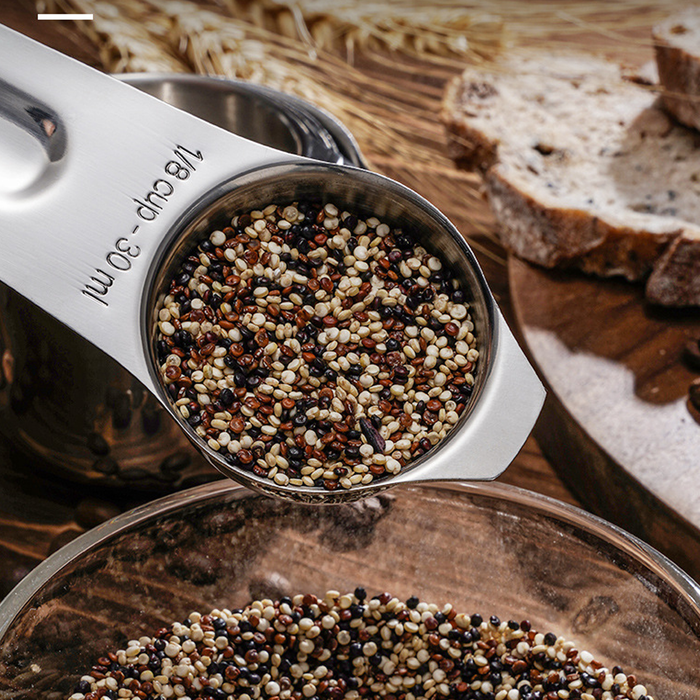 6 Pcs Measuring Spoons 304 Stainless Steel Engraved Scale