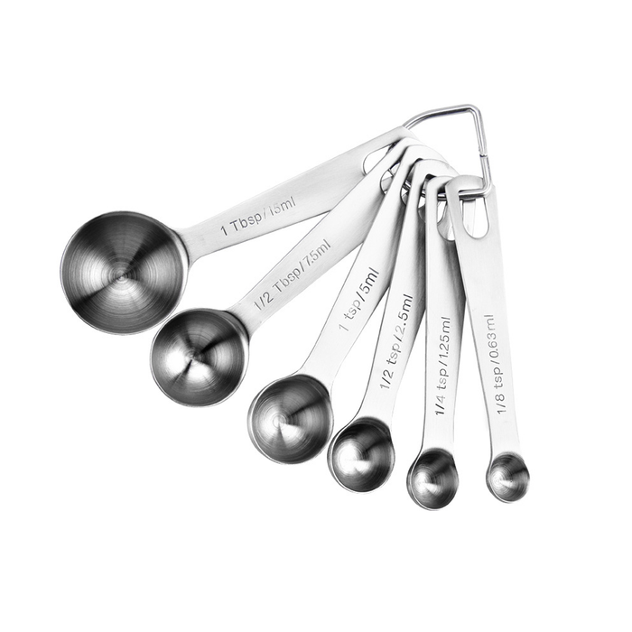 6 Pcs Measuring Spoons 304 Stainless Steel Engraved Scale