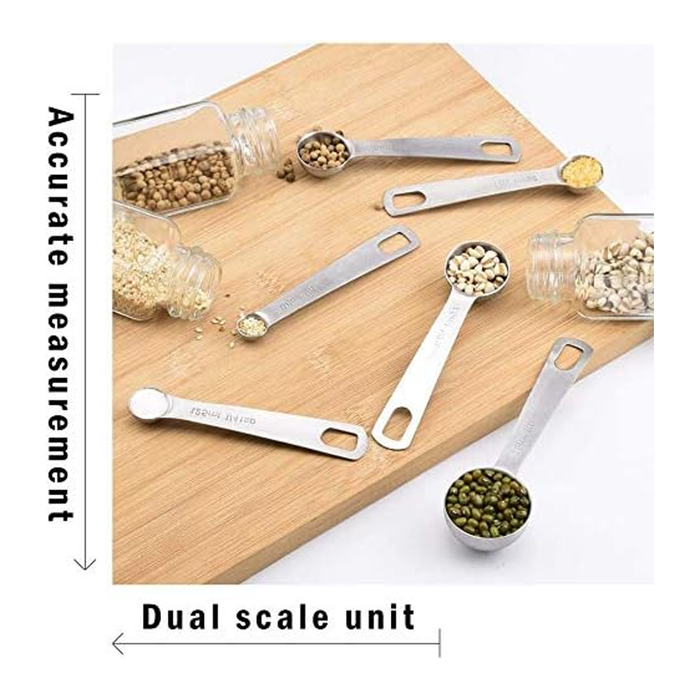 6 Pcs Measuring Spoons 304 Stainless Steel Engraved Scale